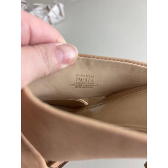 Vince Camuto Nude Blush Leather Mule Heels Size 7 Open Toe Block Heel - Picture 8 of 9